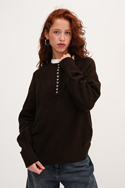 Addax Bisiklet Yaka Düğmeli Triko Kazak K241246