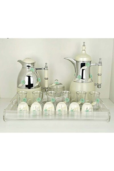 Radin طقم تقديم شاي وقهوة فاخر - قارورتان حراريتان، ١٢ كوبًا، وعاء سكر وصينية...