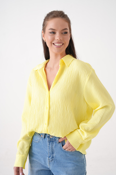 loia Cămașă de vară galbenă, fluidă, cu croială confortabilă, pentru femei LO...