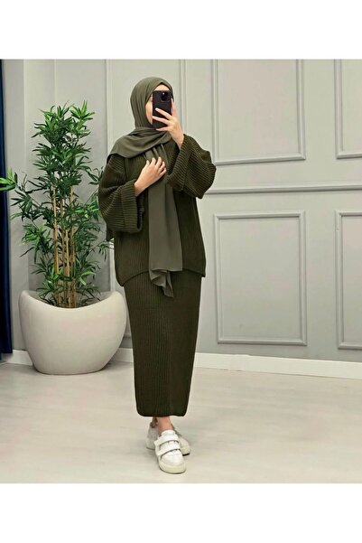 onlymoon Set dublu de tricotaje hijab ♦   Verde ♦   Yüksel Bel ♦   Elastic ♦ ...