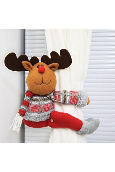 Flippy Curtain and Drapery Clip, Flippy, Reindeer Pattern, Canvas, Velcro Fastening, 46 x 14 cm, Multicolor