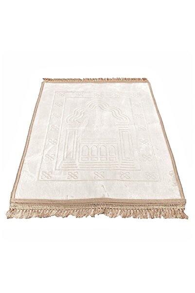 İkranur Πολυτελής βελούδινη κρέμα χαλιού προσευχής 70 x 110 cm - 750 γρ.