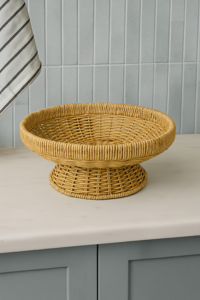 Kitchen Life Rattan Yuvarlak Hasır Sunumluk Meyve Sepeti