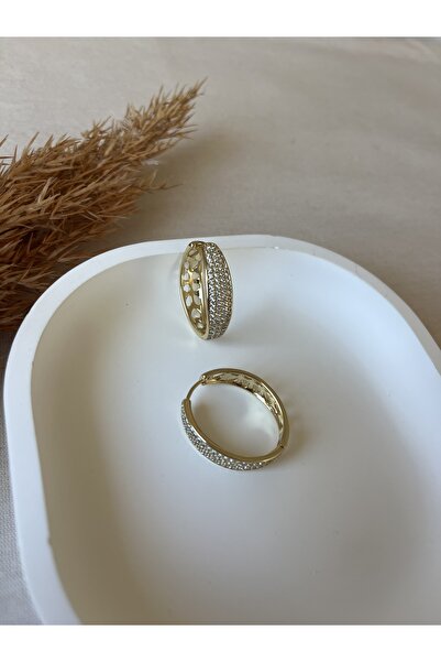 Dreamstone Jewelry Xuping-Zarif Taşlı Altın Renk Paslanmaz Küpe