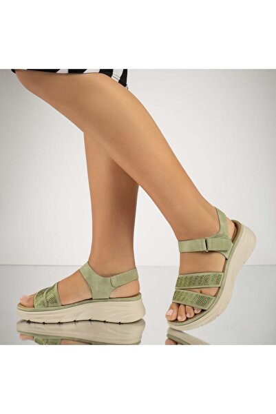 BMoD Sandale verzi cu platformă pentru femei și strasuri MOD13845
