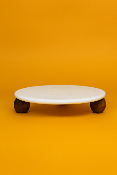 LEONEV Round Marble Presentation Stand with Top Foot (24 cm)