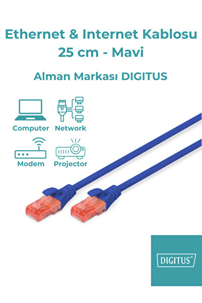 Digitus Ethernet & Internet Kablosu - Cat6 Mavi (25 cm - 0,25 metre)