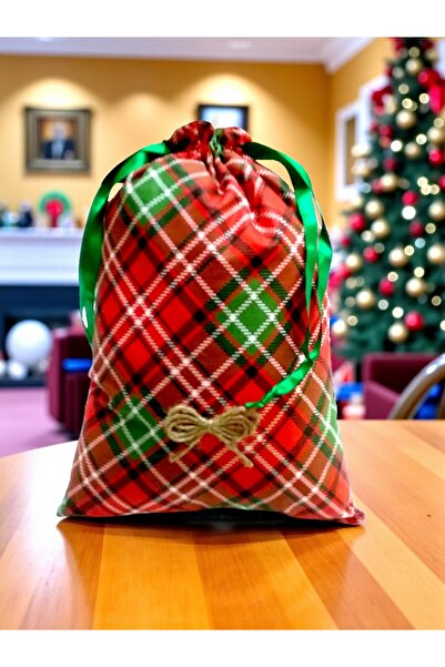 Armada Καρό υφασμάτινη τσάντα δώρου με θέμα την Πρωτοχρονιά – Κόκκινο Πράσινο...