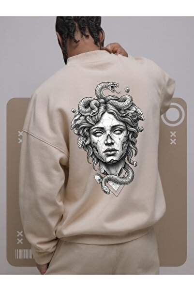 Wish BF سويت شيرت بغطاء للرأس للجنسين من MEDUSA مصنوع من القطن المطبوع بألوان...