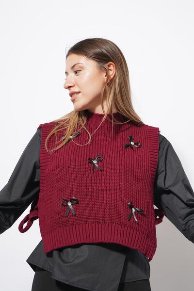Pafi Moda Senta ribboned sweater burgundy