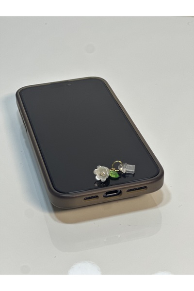 aysequlce beyaz çiçek telefon charmı toz koruma type c model - samsung-redmi ve iphone 15 ve üzeri için uygun