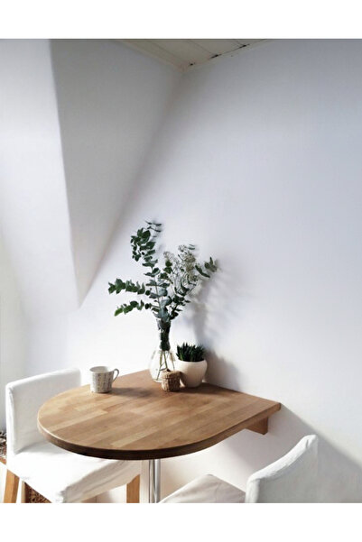 Modüler Ekipman 80x60 cm DUVARA MONTE MASİF AHŞAP MUTFAK/ÇALIŞMA MASASI | %100 Doğal Ladin Metal Ayaklı Pratik Masa