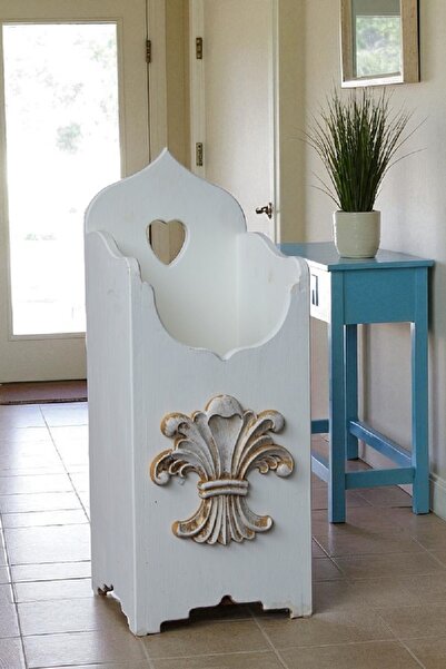 Decoratiuni Vintage Casa Retro Suport umbrele cu ornament de lemn antichizat,...