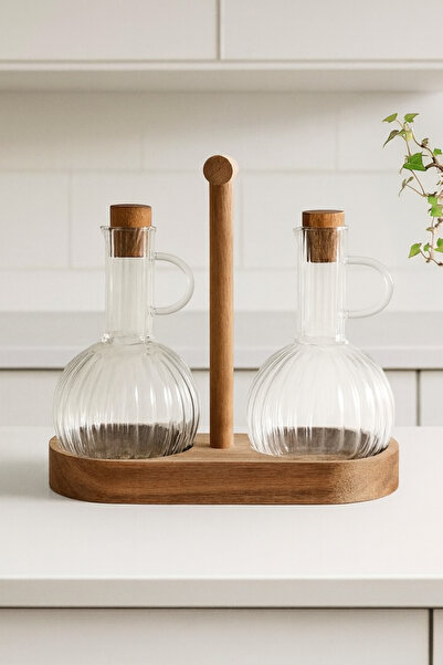 Kitchen Life 2'li Akasya Standlı Borasilikat Yağdanlık Seti 2x300ml