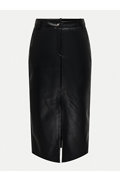 ONLY Fustă din imitație de piele pentru femei 15322539 Negru