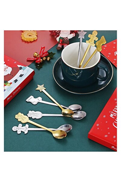 Flippy 4 linguri, Flippy, Temă de Crăciun, Oțel inoxidabil, 4 modele festive, Cutie cadou, 14 x 14 x 2,5 cm
