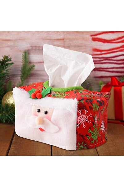 Bibilel Decorative Napkin Box, Santa Claus Design, Christmas Theme, 16 x 10 cm, Red