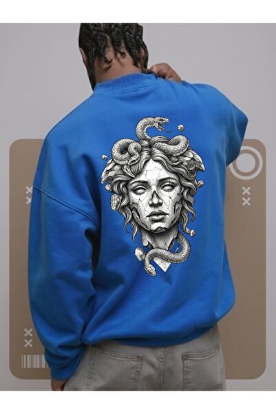 Wish BF سويت شيرت بغطاء للرأس للجنسين من MEDUSA مصنوع من القطن المطبوع بألوان...