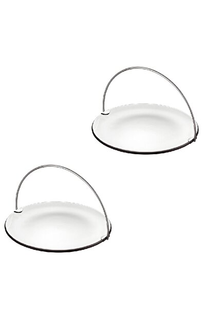 Vidivi Set of 2 tempered glass platters with metal handle, BANQUET collection, 21xh13cm