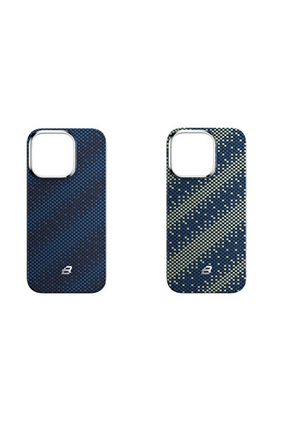 BLUEO غطاء آيفون 15 برو مطلي بالذهب مع ميزة MagSafe مصنوع من ألياف الأراميد