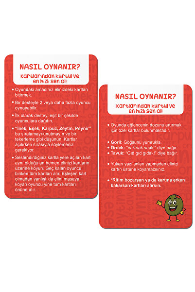 Zigzag İnek Eşek Karpuz Zeytin Peynir – Eğlenceli Kart Oyunu