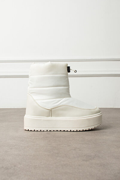 Genel Markalar Kalın Tabanlı Rahat Kışlık Dayanıklı Kumaş Krem Kar Botu