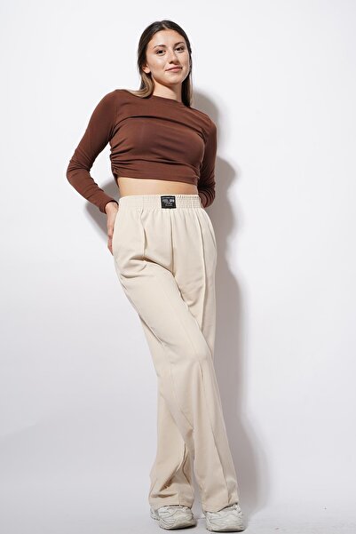 Pafi Moda بنطال موري ليكرا مريح باللون البيج