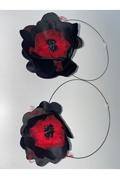 OEM Colier Cu Floare Neagra Si Miez Rosu