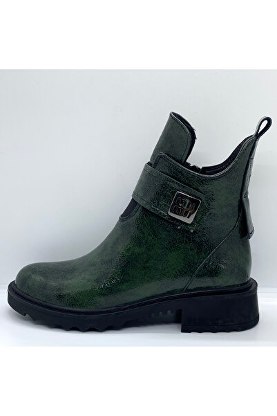 Stepka Shoes Mii Hakiki Deri Rugan Vintage Desenli Kadın Yarım Bot