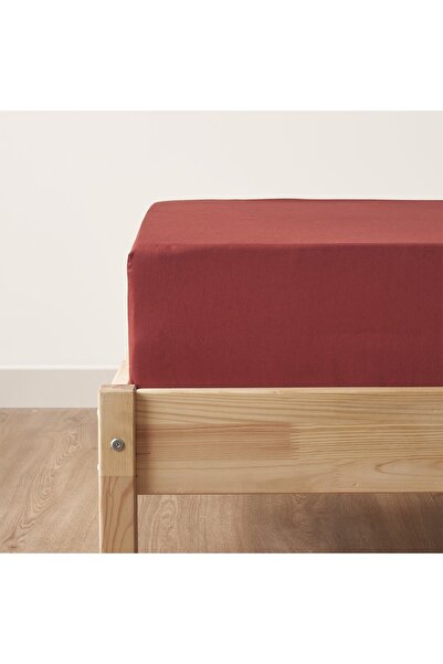 Bella Maison 100% Cotton Satin Basic Double Fitted Sheet Burgundy (160X200X35 cm)