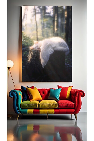 özkacar PISICA CU ARIPI V1 Tablou pe pânză pentru decorarea casei, perete, sa...