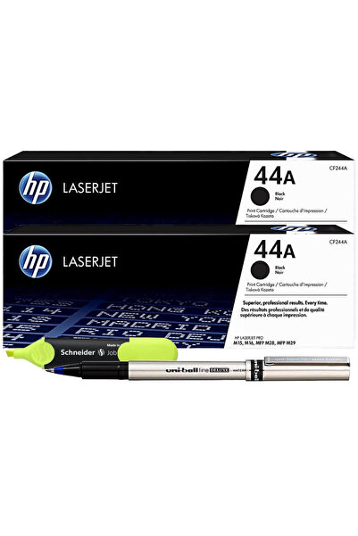 HP Set Toner Original HP44A, 2xCF244A Negru, 2000 pagini, Roller DeLuxe si Textmarker Schneider