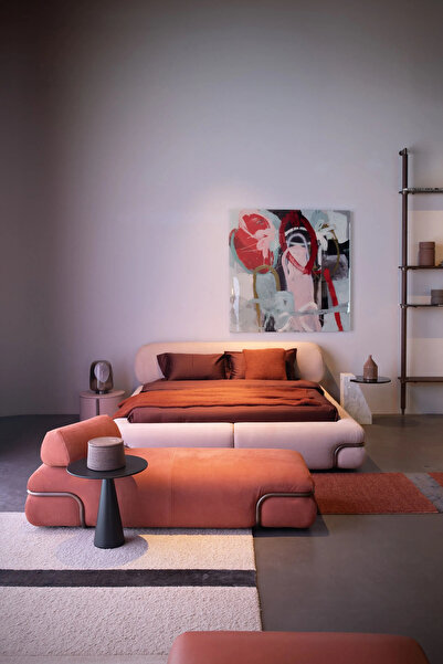 SCY Solven Modern Metal Detaylı Puf Bench Rahat Lobi Oturma Koltuğu