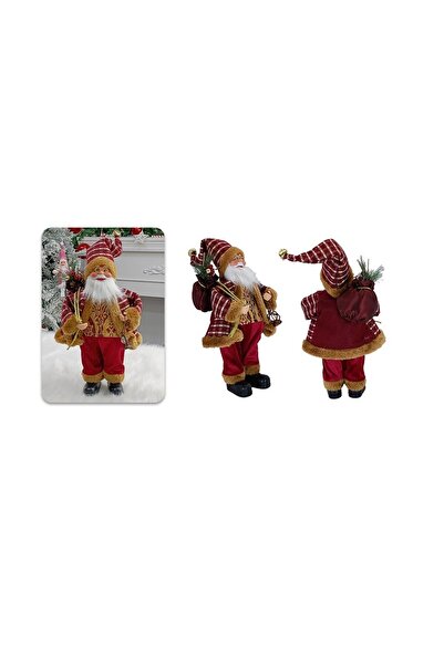 Flippy Figurină decorativă, Flippy, Moș Crăciun șezând, 35 x 18 x 20 cm, Plastic+Textil, Roșu/Auriu