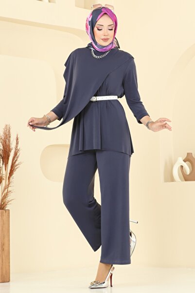 ModaMerve Asimetrik Kesim Sandy Takım 6026UZ662-MS Antrasit
