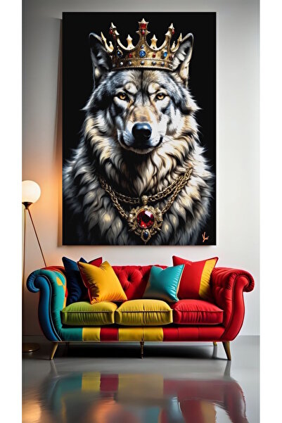 özkacar KING WOLF V1 Tablou pe pânză pentru decorarea casei, perete, salon, s...