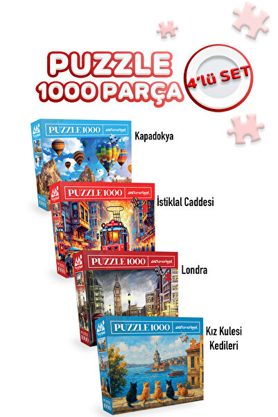 Neverland 4 ADET 1000 PARÇA PUZZLE -KAPADOKYA VE İSTİKLAL CADDESİ VE LONDON V...