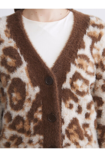 LC Waikiki V Yaka Desenli Kadın Triko Hırka