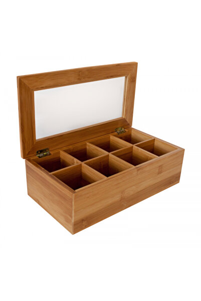Raki Bamboo tea box with 8 compartments 31x16.6x9.6cm