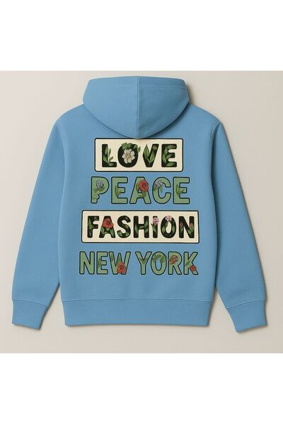 CLASSY.MODA سويت شيرت بقلنسوة مطبوع عليه زهور وشعار نيويورك – ملابس الشارع لل...