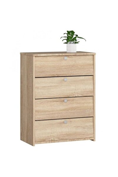 Artool Shoe Storage Cabinet, Laminated Panel, 4 Drawers, Oak, 60x33x80 cm