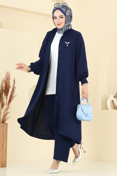 ModaMerve Önden Düğmeli Üçlü Takım 6011UZ662-MS Laci