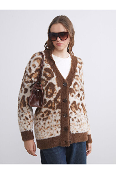 LC Waikiki V Yaka Desenli Kadın Triko Hırka