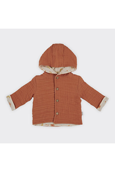 Panço Unisex Kiremit Dokuma Kapüşonlu Ceket