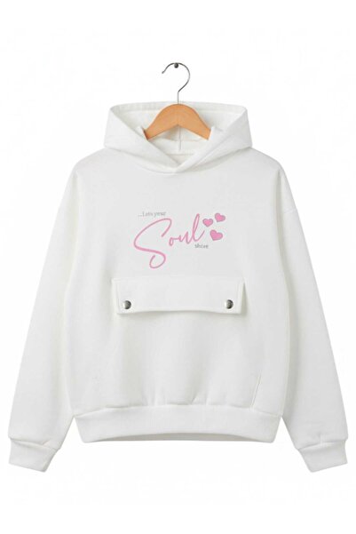 NiLi Детска суитшърт с качулка и сърцевиден принт