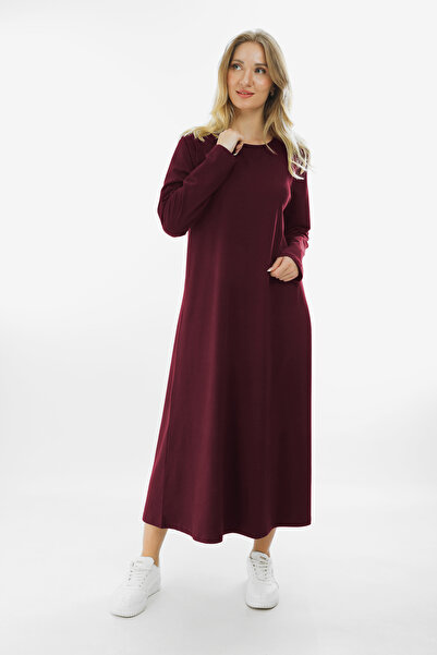 Almila Βαμβακερό μακρυμάνικο φόρεμα με λαιμόκοψη 2031