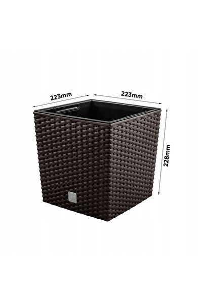 Prosperplast Ghiveci de flori, Prosperplast, Rato Low, patrat, imitatie ratan, maro, 22,3x22,3x22,8 cm