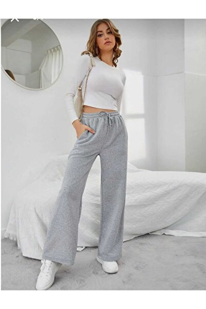 BERYY MODA Γκρι γυναικεία φαρδιά αθλητικά ρούχα μεγάλου μεγέθους, υψηλής ποιό...