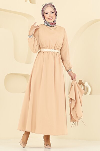 ModaMerve Yelekli Terikoton Elbise Takım 3059KTR750-MS Bej