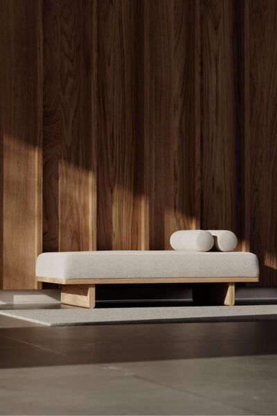 SCY Vetra Modern Ahşap Ayaklı Puf Bench Rahat Oturma Lobi Koltuğu